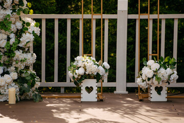 Wedding reception decoration from flowers.