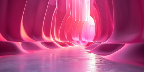 A pink tunnel with a river running through it - stock background.