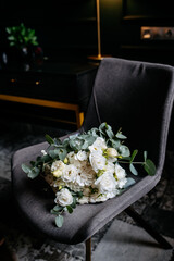 Wedding bride bouquet of white roses