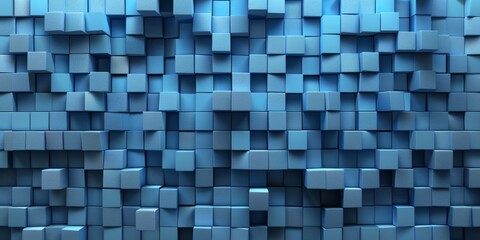 A blue wall made of blue blocks - stock background.