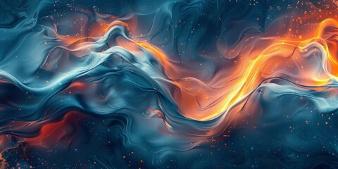 A blue and orange wave in the sky with a lot of stars - stock background.