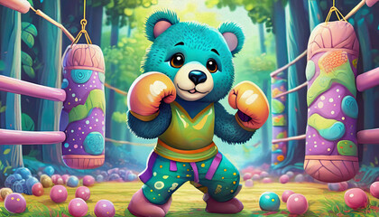 Boxing Practice For baby bear Сoncept Fitness Training