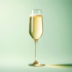 Verre de champagne dans un style minimaliste et photoréaliste - obrazy, fototapety, plakaty