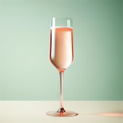 Verre de champagne rosé dans un style minimaliste et photoréaliste - obrazy, fototapety, plakaty