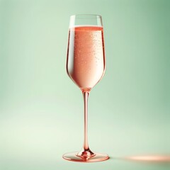 Verre de champagne rosé dans un style minimaliste et photoréaliste