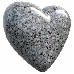 Stone Heart, Polished Granite Heart, Pebble Love Symbol 3d Imitation, White Background