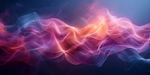 Poster Fractale golven A colorful wave of light with a blue background - stock background.