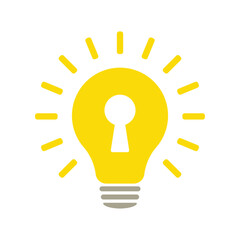 Patented solution. Light bulb and keyhole. Illustration. Isolated on a white background	