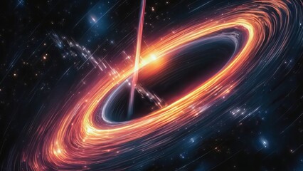 dynamic black hole pulling in matter with visible jets