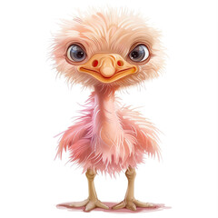 Obraz premium Cute Funny Cartoon Ostrich, Illustration for Children Book, Generative AI