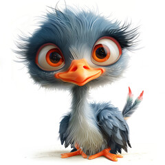 Fototapeta premium Cute Funny Cartoon Ostrich, Illustration for Children Book, Generative AI