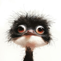 Obraz premium Cute Funny Cartoon Ostrich, Illustration for Children Book, Generative AI