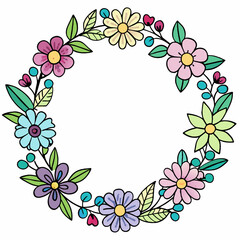 Floral Wreath: Vector illustration with free space
