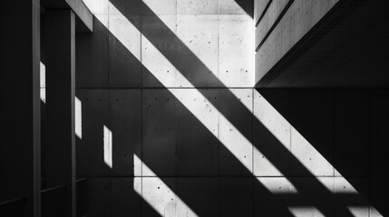 Fototapeta premium A high-contrast image showing the interplay between light and shadow on a textured concrete surface, creating a striking visual pattern