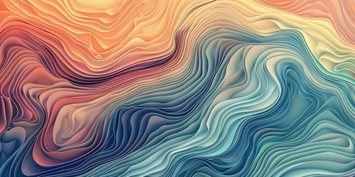 A colorful wave with blue and orange stripes - stock background.