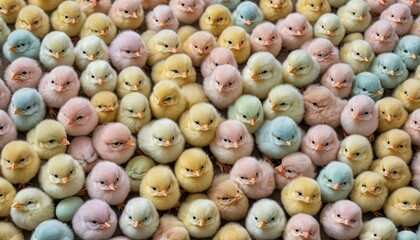 Cute pastel colored baby chicks for spring or Easter.