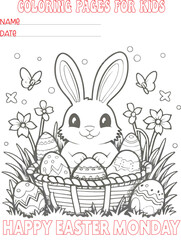 EASTER COLORING PAGE FOR KIDS. EASTER MONDAY COLORING PAGE
