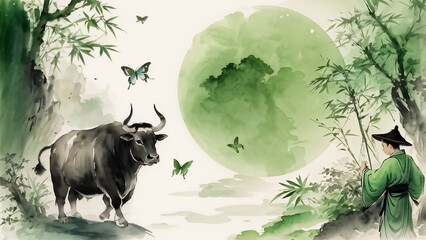 ching ming Festival painting for design background 1