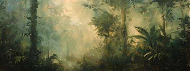 a painting of a jungle