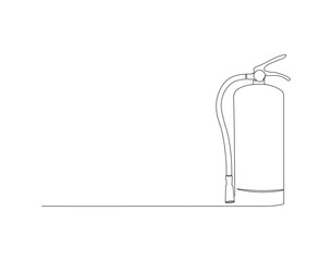 Continuous Line Drawing Of Fire Extinguisher. One Line Of Extinguisher. Fire Extinguisher Continuous Line Art. Editable Outline.