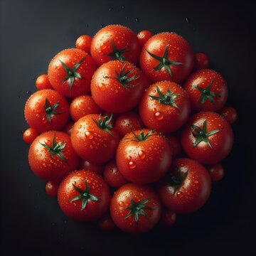 fresh tomatoes with a black background