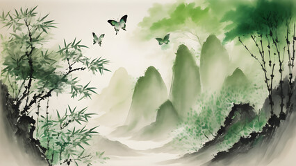 ching ming Festival painting for design background 24 - obrazy, fototapety, plakaty