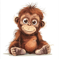 Obraz premium Cute Funny Cartoon Orangutan, Illustration for Children Book, Generative AI