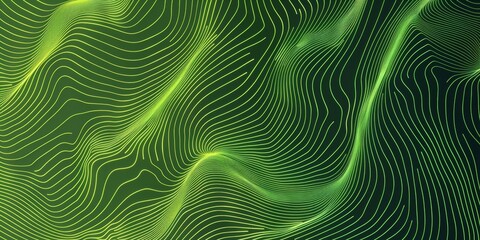 Fototapeta premium A green and yellow wave pattern with a lot of lines - stock background.