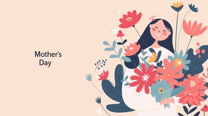 Illustration for Mother's Day. Flat illustration for banners, cards, etc