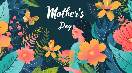 Fototapeta na wymiar Illustration for Mother's Day. Flat illustration for banners, cards, etc