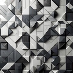 A Complex Tapestry of Geometric Shapes and Textures Creating a 3D Abstract Mosaic