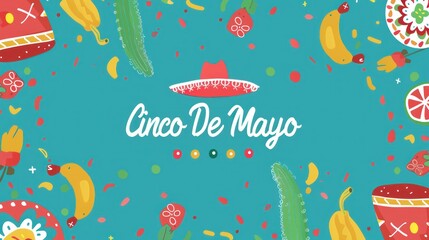 Naklejka na ściany i meble Mexico Day. Flat illustration for Cinco de Mayo holiday. For Postcards, Banners, etc