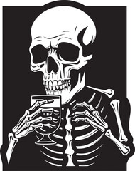 Embrace Originality: Drunken Skeleton Black Logo Design Skeleton's Secret: Dynamic Vector Black Logo Icon