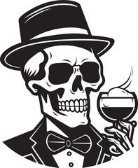 Drunken Skeleton: Pouring Soul into Vector Black Logo Spirits Awakened: Drunken Skeleton Logo Vector Unveiled