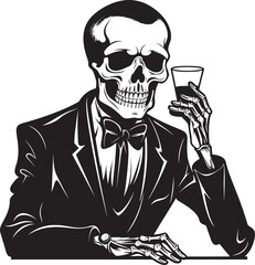Spirits Awakened: Drunken Skeleton Logo Vector Unveiled Cheers to the Night: Drunken Skeleton Vector Black Logo Icon