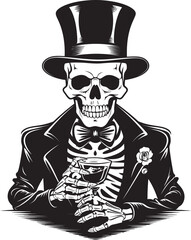 Spirit of Design: Drunken Skeleton Logo Vector Crafted Sip on Inspiration: Drunken Skeleton Vector Black Logo Icon