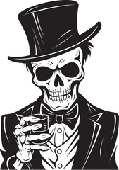 Drunken Skeleton: Spirited Vector Black Logo Icon Design Crafting the Night: Drunken Skeleton Logo Vector Unveiled