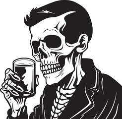 Sip on Inspiration: Drunken Skeleton Vector Black Logo Icon Cheers to the Craft: Drunken Skeleton Logo Vector Crafted