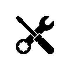 Repair icon vector isolated on white background. Wrench and screwdriver icon. settings vector icon. Maintenance. tools