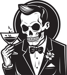 Intoxicate Your Brand: Drunken Skeleton Logo Vector Unveiled Toast to Creativity: Drunken Skeleton Black Vector Icon