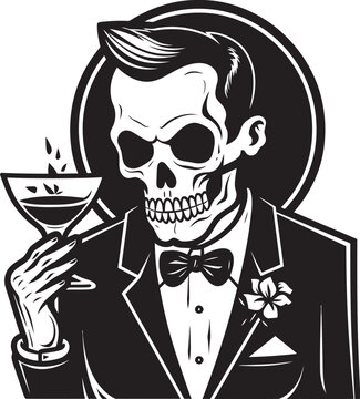 Intoxicate Your Brand: Drunken Skeleton Logo Vector Unveiled Toast to Creativity: Drunken Skeleton Black Vector Icon