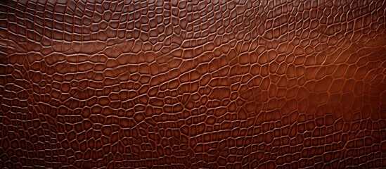 Detailed close up of a rich brown leather texture, resembling wood with tints and shades of peach and soil. The pattern creates a landscape of rectangles, reminiscent of flooring or metal accents