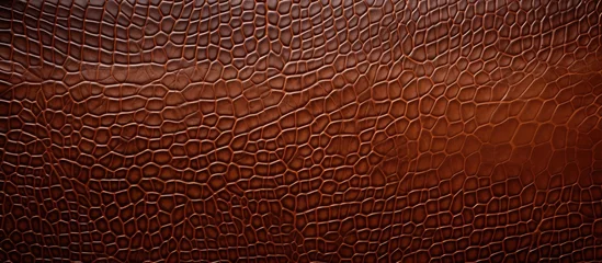 Rolgordijnen Detailed close up of a rich brown leather texture, resembling wood with tints and shades of peach and soil. The pattern creates a landscape of rectangles, reminiscent of flooring or metal accents © AkuAku