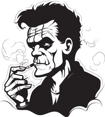 High on Style: Frenkestein Smoking Cannabis Black Logo Inhale Creativity: Frenkestein Cannabis Vector Black Icon Design