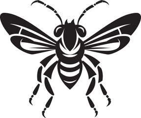 Crafted Intensity: Hornet Mascot Vector Black Logo Sting in Style: Hornet Mascot Black Logo Icon Unveiled