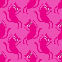 Halloween animals monsters seamless cats pattern for wrapping paper and fabrics and linens and kids clothes print