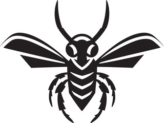 Crafted Intensity: Hornet Mascot Vector Black Logo Sting in Style: Hornet Mascot Black Logo Icon Unveiled