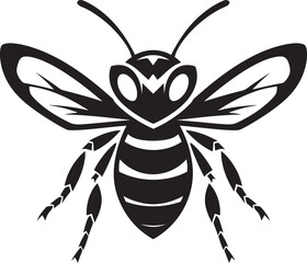 Crafted Ferocity: Hornet Mascot Vector Black Icon Unveiled Wings of Power: Hornet Mascot Black Logo Design