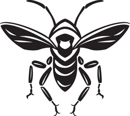 Strike with Precision: Hornet Mascot Vector Icon in Black Unveil the Fury: Hornet Mascot Black Logo Icon