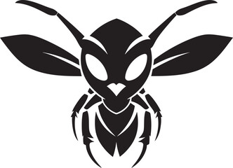 Flight of Excellence: Hornet Mascot Black Logo Icon Crafted Intensity: Hornet Mascot Vector Black Logo
